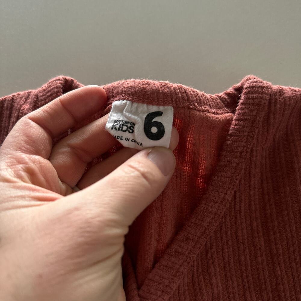 Cotton On Rust Ribbed Button-Down Cardigan - Size 6 - Picture 2 of 4